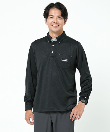 ジャカード ロゴデザイン ポロシャツ