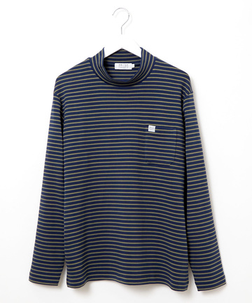 ボーダー柄 ハイネック カットソー