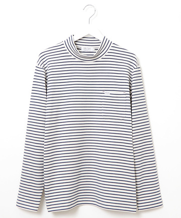 ボーダー柄 ハイネック カットソー