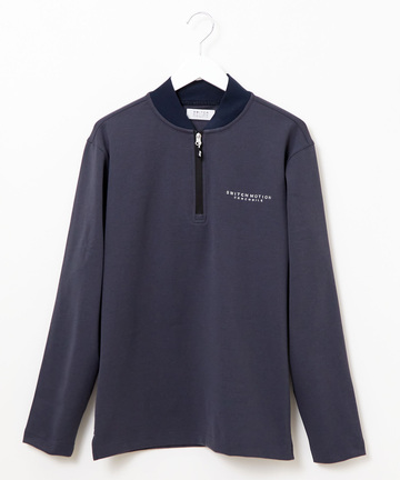 スタンドカラー ハーフジップ プルオーバー