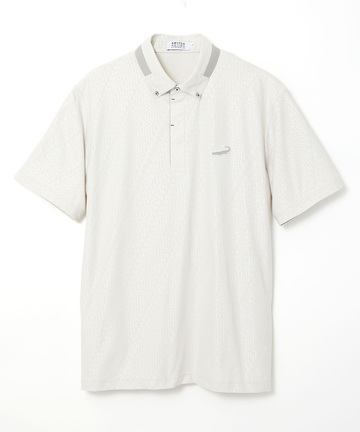 エンボスプリント 襟切り替え ポロシャツ