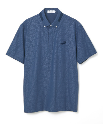 エンボスプリント 襟切り替え ポロシャツ