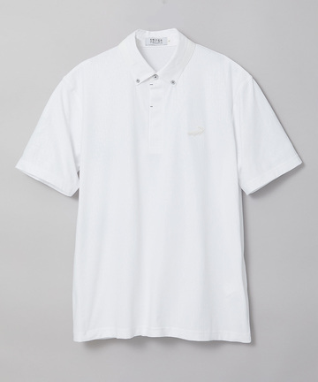 エンボスプリント 襟切り替え ポロシャツ