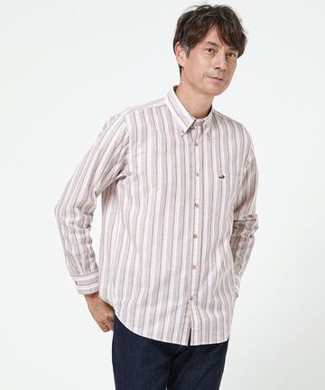 スノーリネン ストライプ柄 シャツ【接触冷感】