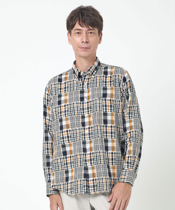 クロコダイルタータン パッチワーク シャツ