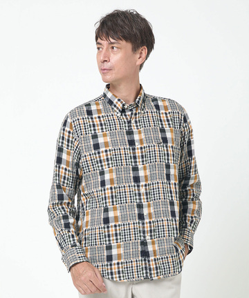 クロコダイルタータン パッチワーク シャツ