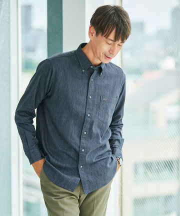 デニム調 ボタンダウン シャツ