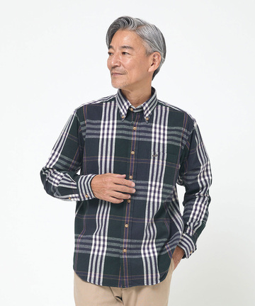 シャギー加工 タータン柄 シャツ