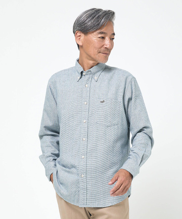 シルクブレンド ラインデザイン シャツ