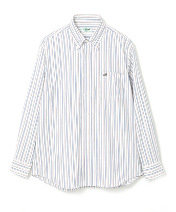 ノンアイロン バスケット織り ストライプ シャツ【シワになりにくい】