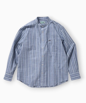 バンドカラー ストライプ シャツ