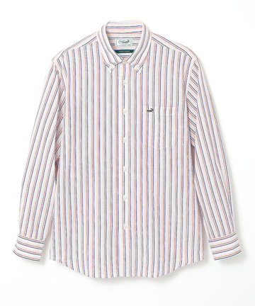 サッカー ストライプ ボタンダウン シャツ 【日本製生地】【接触冷感】