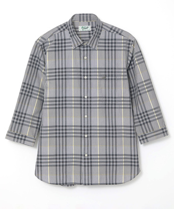 スノーコットン サッカーチェック 七分袖 シャツ 【接触冷感】