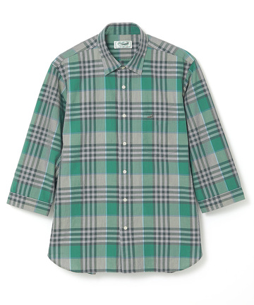 スノーコットン サッカーチェック 七分袖 シャツ 【接触冷感】