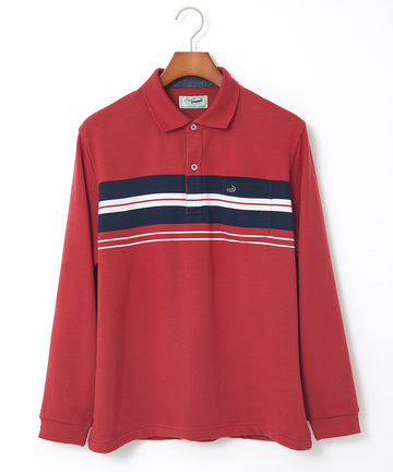 裏起毛 パネルボーダー柄 ポロシャツ