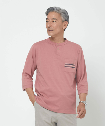 ヘンリーネック 七分袖 Tシャツ【吸汗速乾】