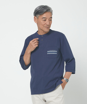 ヘンリーネック 七分袖 Tシャツ【吸汗速乾】