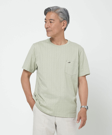 スノーコットン シャドーチェック柄 Tシャツ【接触冷感】