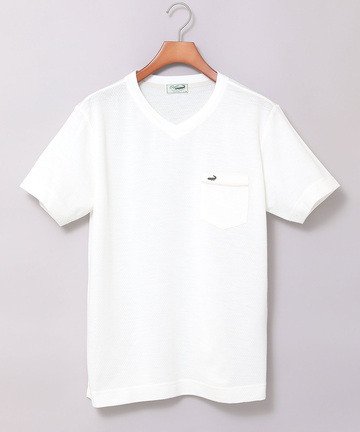 シャドーギンガムチェック柄 Vネック Tシャツ【吸汗速乾】