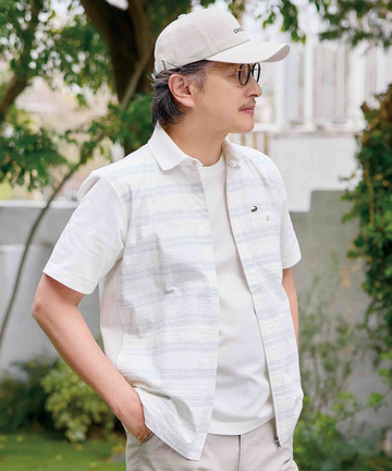 ボーダー切り替え ジップアップ カットソー