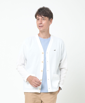 メッシュ調 Vネック カーディガン【吸汗速乾】