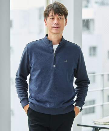 柄切り替え ハーフジップ トレーナー