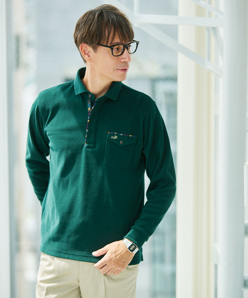 起毛 共襟 ポロシャツ