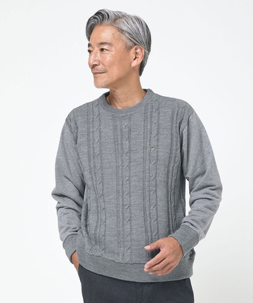 ケーブル柄 切り替え トレーナー