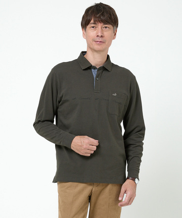 ロゴプリント 長袖ポロシャツ