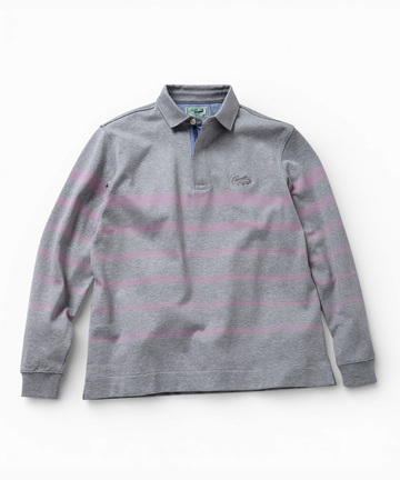 パネルボーダー柄 ジップ ポロシャツ