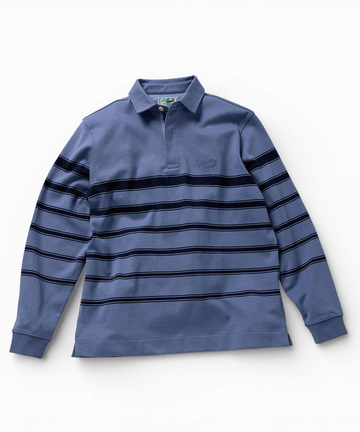 パネルボーダー柄 ジップ ポロシャツ