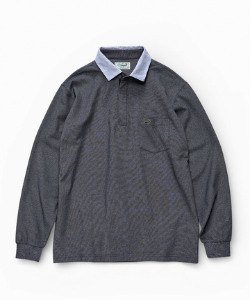 襟配色デザイン ジップ ポロシャツ