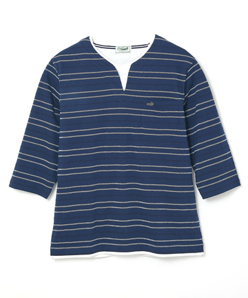 ボーダー レイヤー風 七分袖Tシャツ