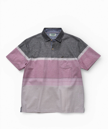 スノーリネン パネルボーダー ポロシャツ 【接触冷感】