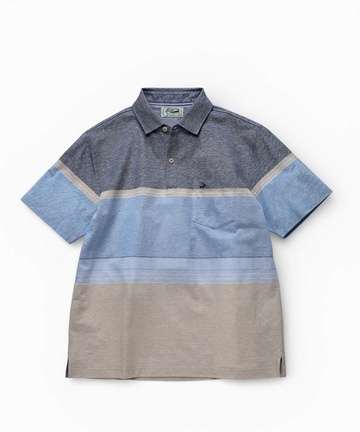 スノーリネン パネルボーダー ポロシャツ 【接触冷感】