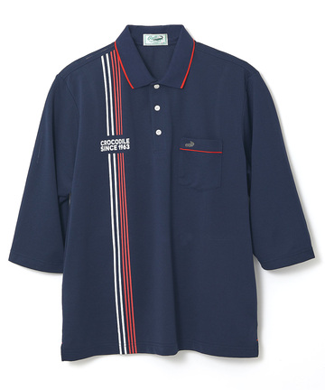 シルケット ラインプリント ポロシャツ