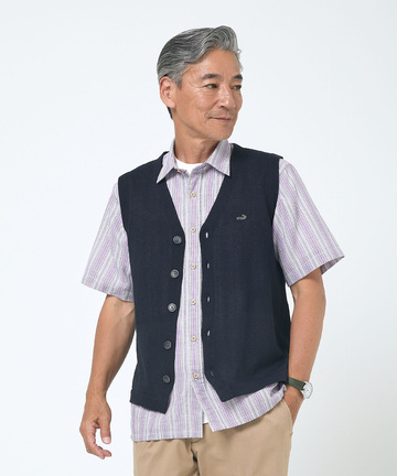 Vネック 前開き ベスト