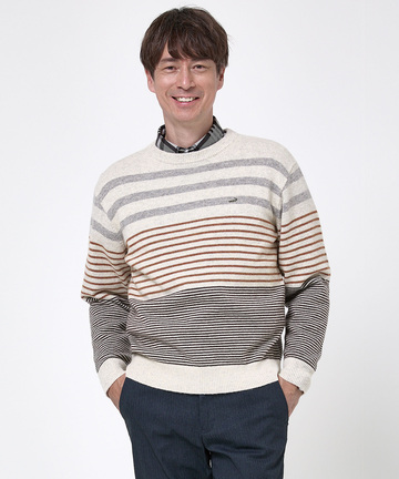 ウールブレンド ボーダー柄 ニット【手洗いOK】