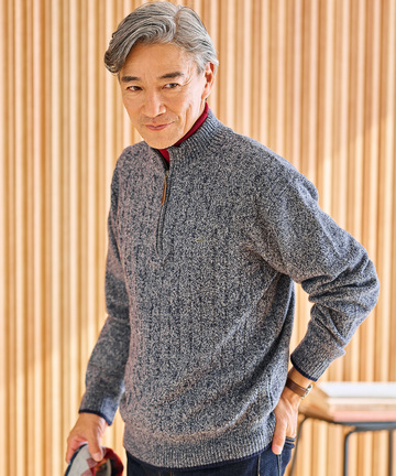 ウールブレンド ハーフジップ ニット