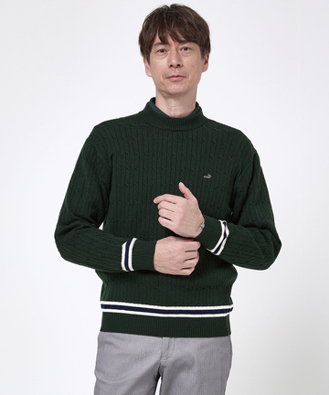 ウールブレンド ケーブル柄 ニット【手洗いOK】