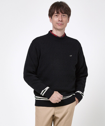 ウールブレンド ケーブル柄 ニット【手洗いOK】