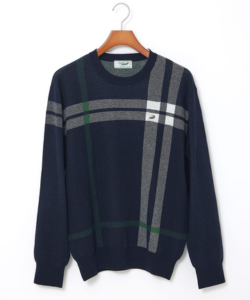 カシミヤブレンド チェック柄 ニット【手洗いOK】