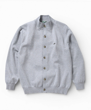 スタンドカラー スウェットライク カーディガン 【手洗いOK】