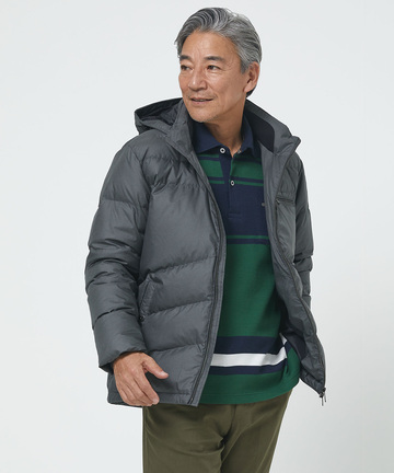 タフタ フード付き ダウンジャケット