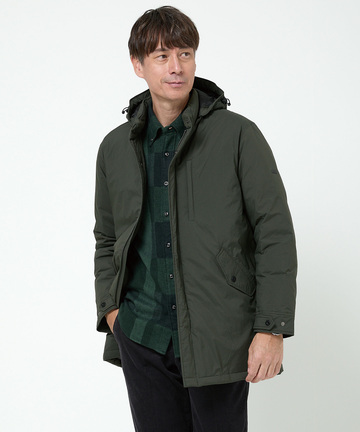 タフタ素材 フード付き ダウンコート【撥水】