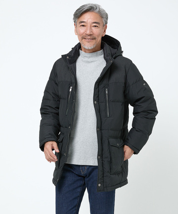 フード付き 切り替え ダウンコート