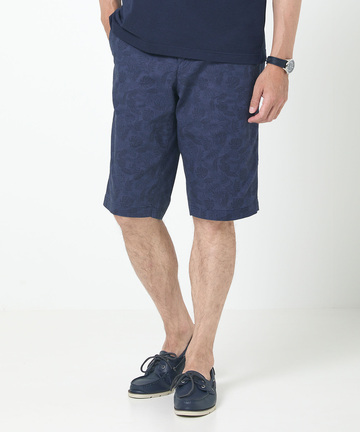 リーフ柄 プリント ショートパンツ