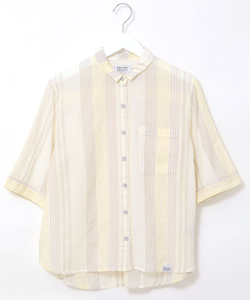 ストライプ ラウンドカット シャツ