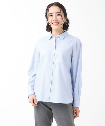 ノンアイロン コットン 無地 ブラウス【シワになりにくい】
