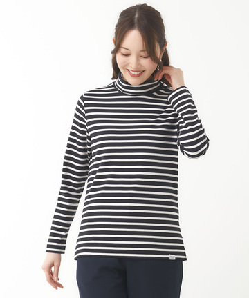 ボーダー タートルネック カットソー